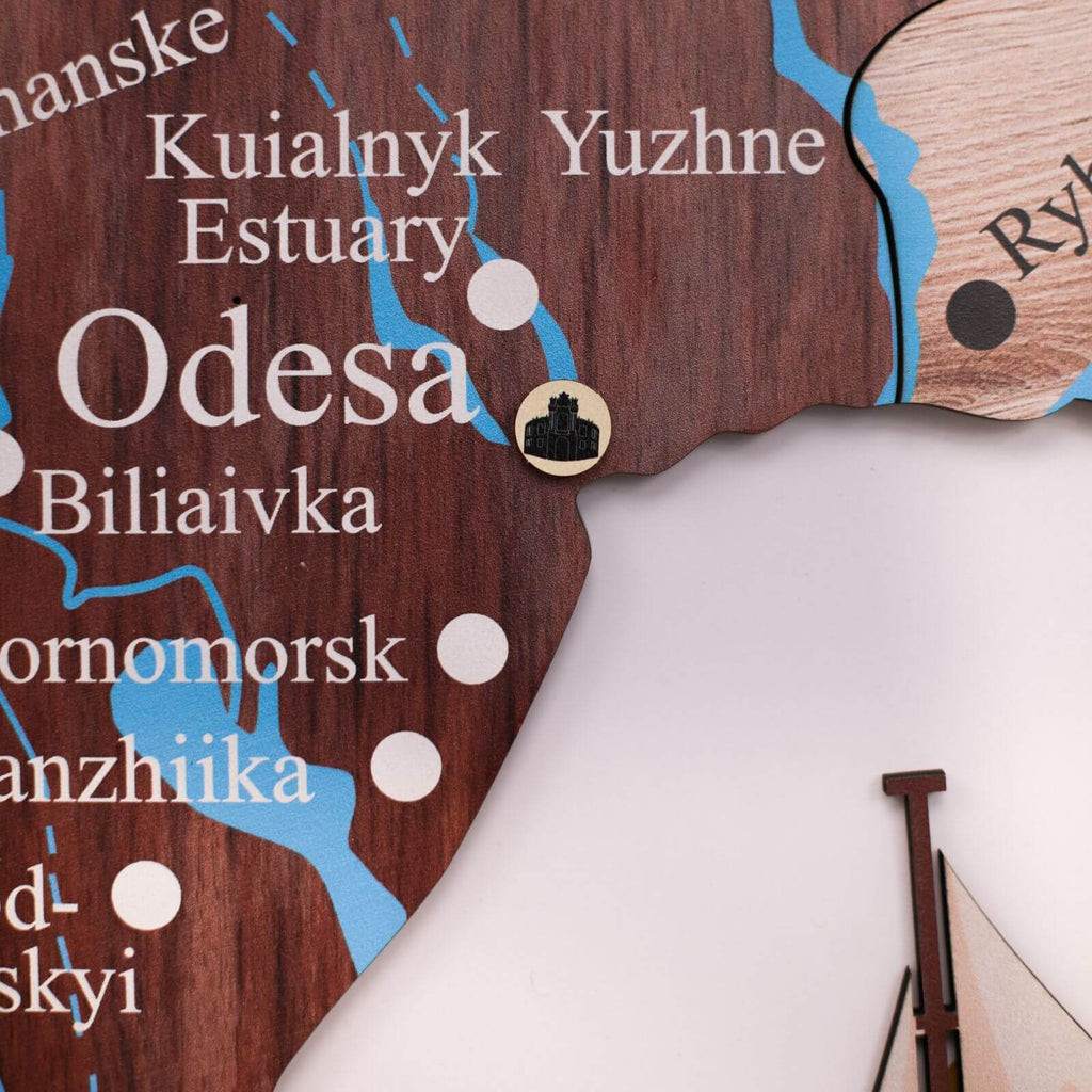 Wooden Map of Ukraine Cappuccino Minimalist Wall Art