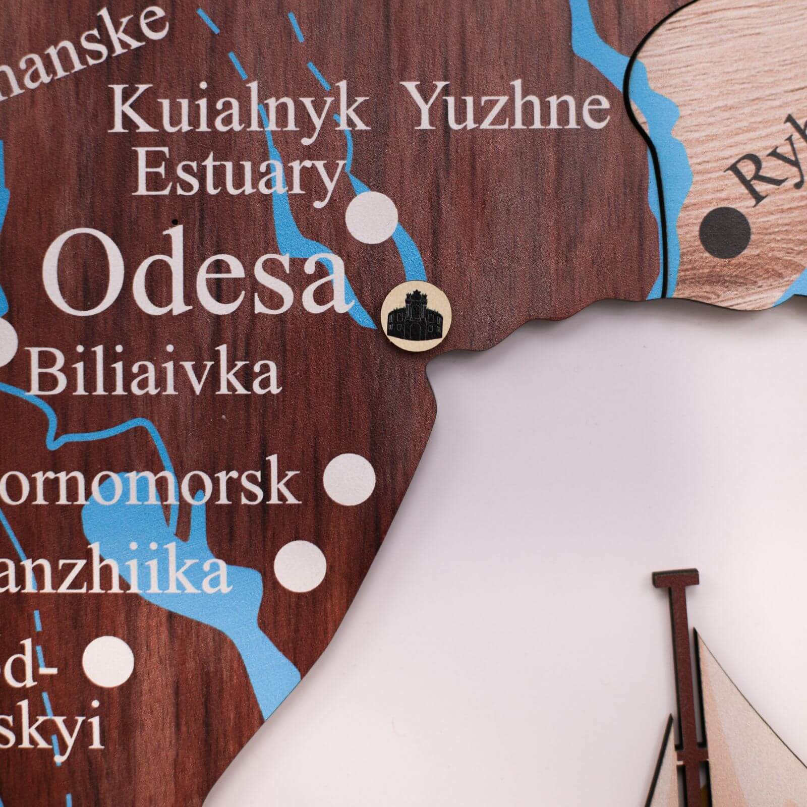 Wooden Map of Ukraine Cappuccino Minimalist Wall Art