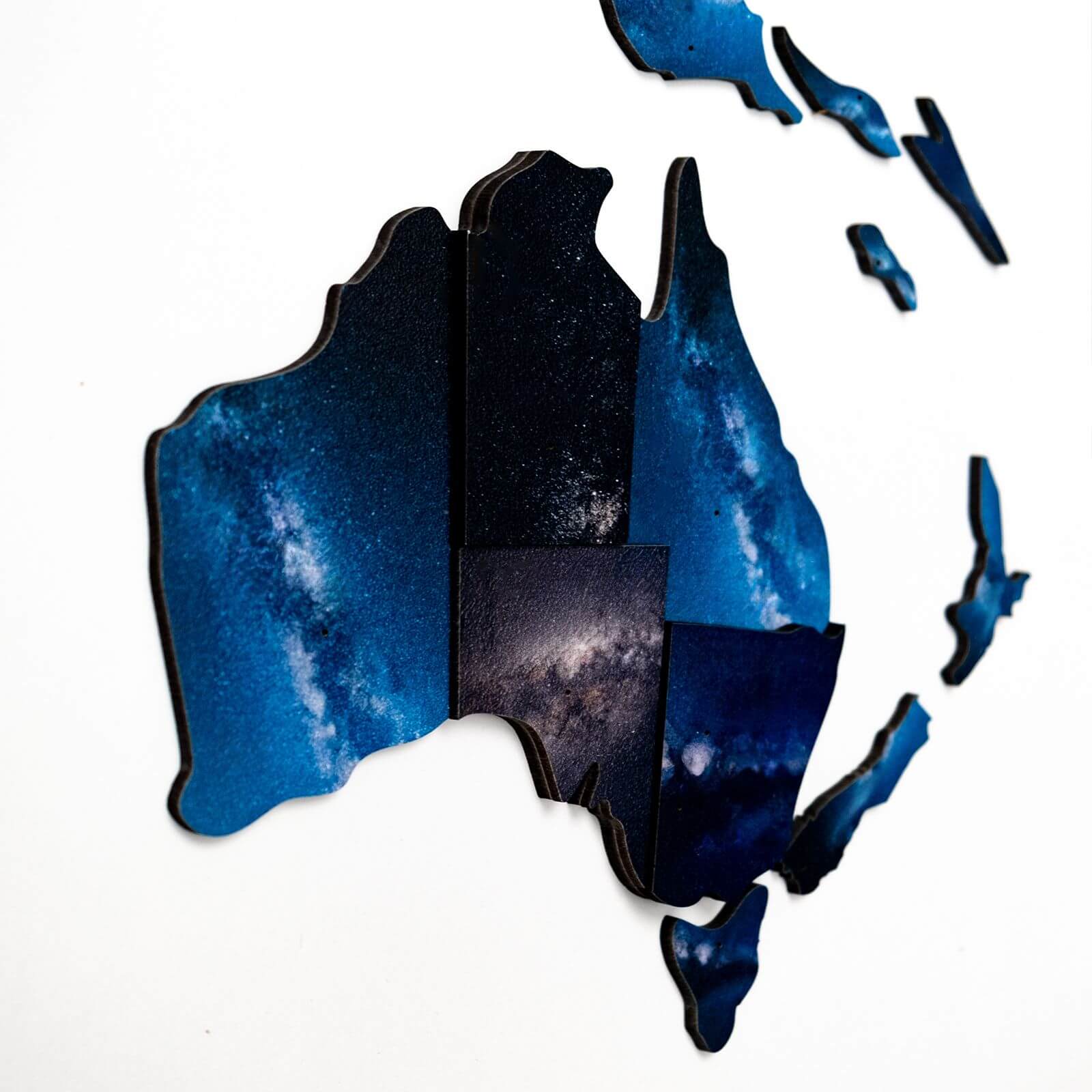 3D Wooden World Map Space: Large Navy Blue Travel Wall Art