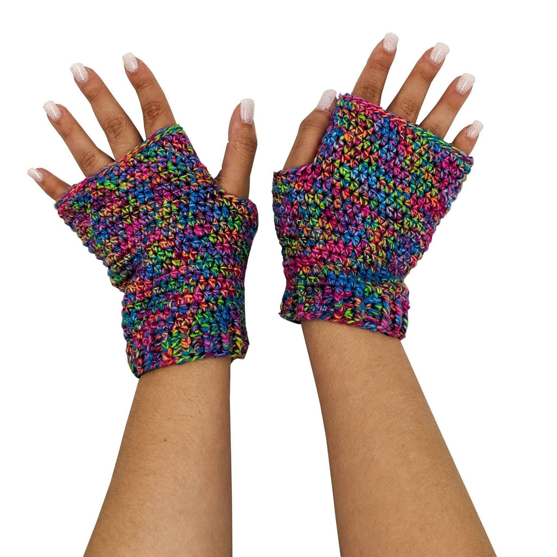 Colorful Fingerless Mitts Knitting and Crochet Pattern DIY Project