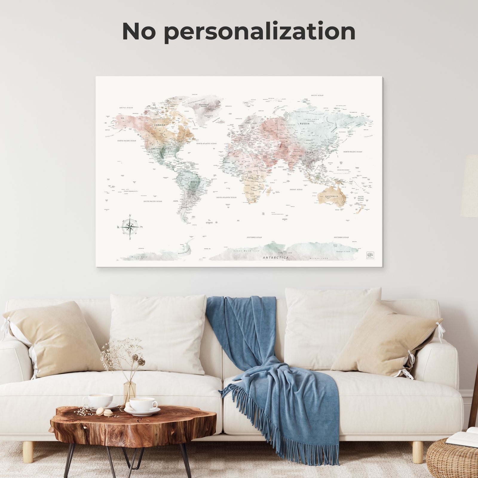 Colorful World Map Canvas Art for Kids Nursery and Bedroom Decor