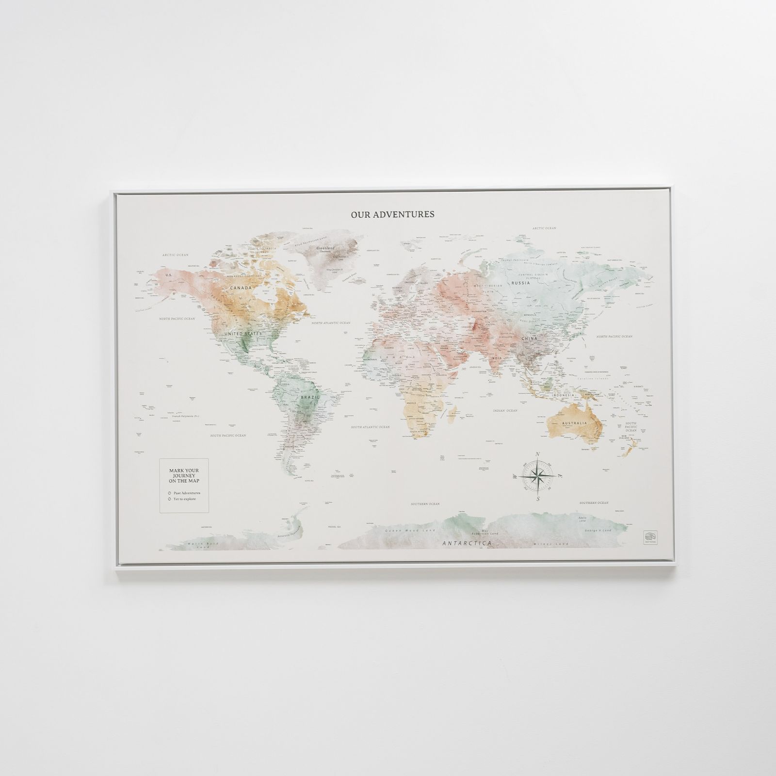 Colorful World Map Canvas Art for Kids Nursery and Bedroom Decor