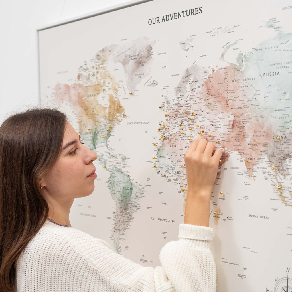 Colorful World Map Canvas Art for Kids Nursery and Bedroom Decor