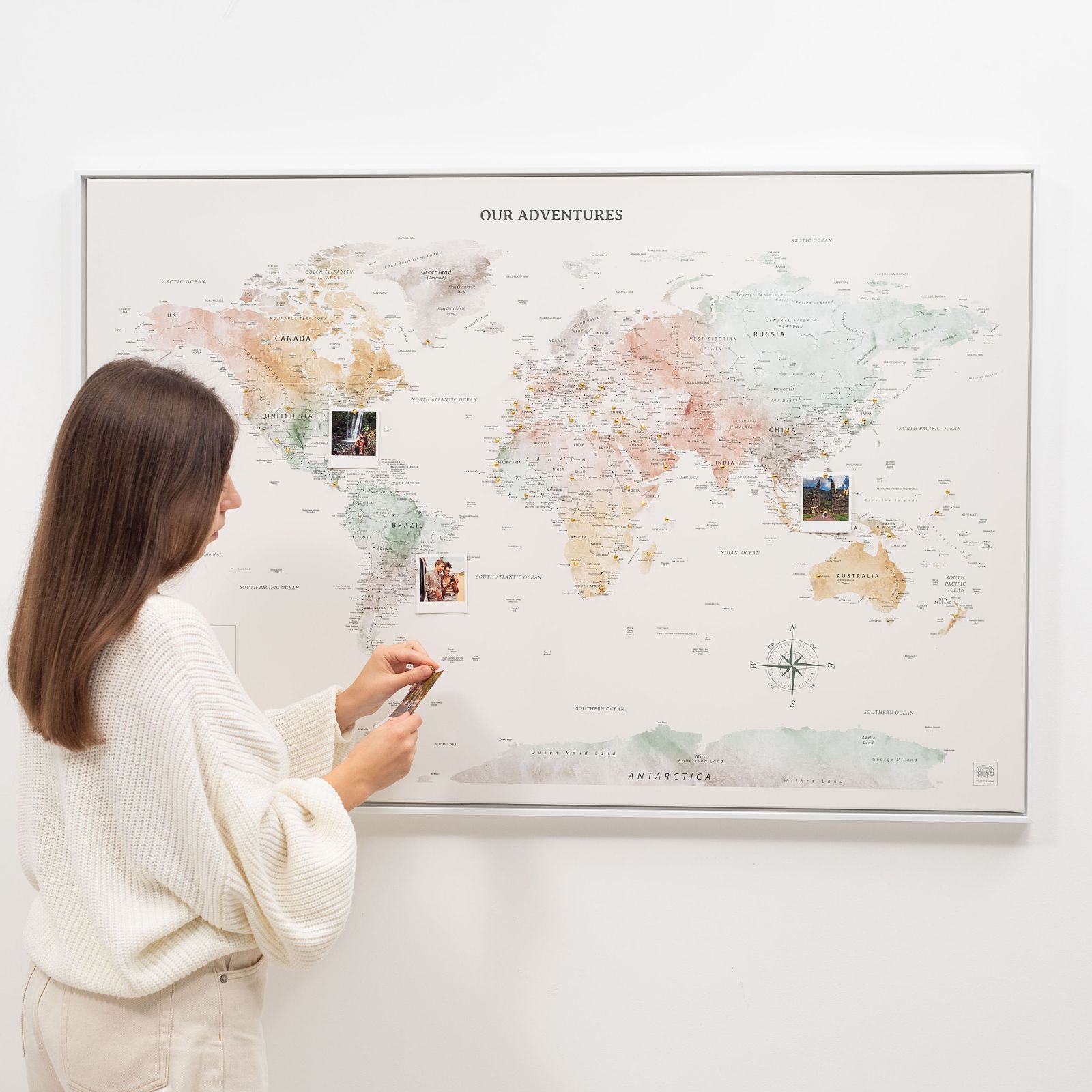 Colorful World Map Canvas Art for Kids Nursery and Bedroom Decor
