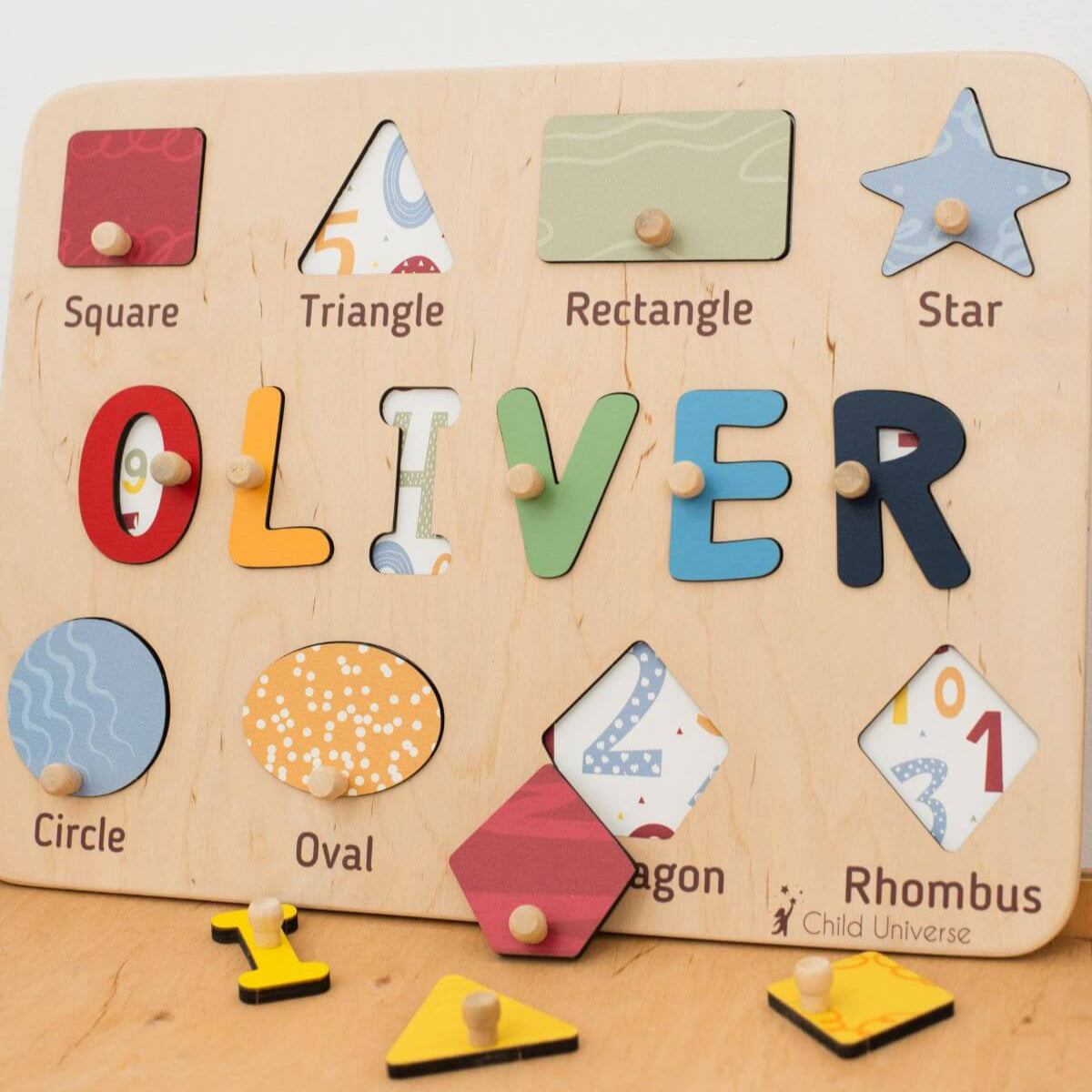 Wooden Educational Name Puzzle Board for Kids - Minimalist Decor