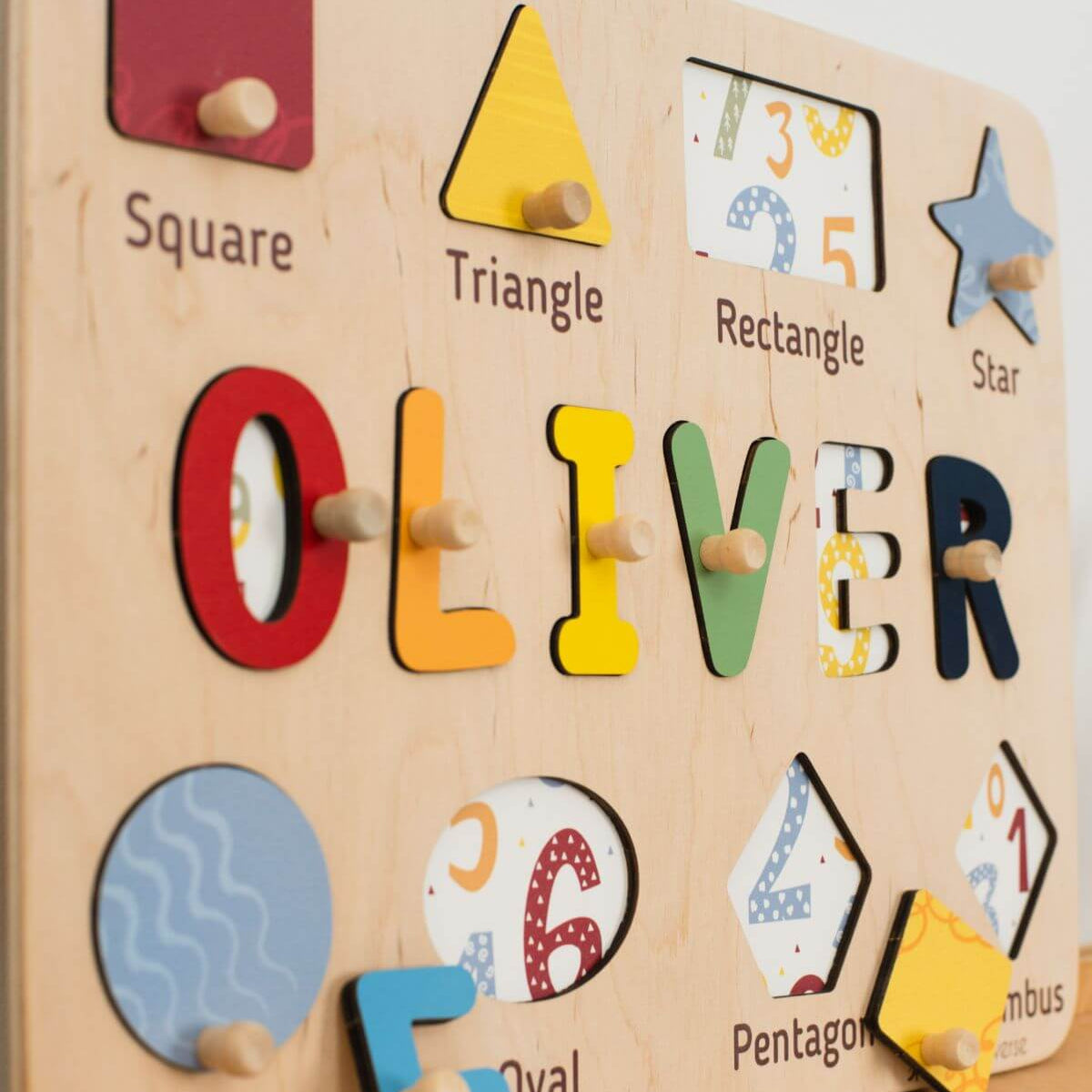 Wooden Educational Name Puzzle Board for Kids - Minimalist Decor