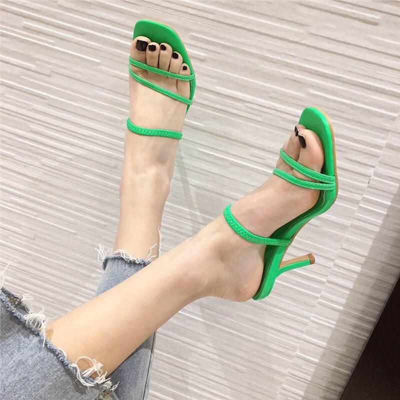 Square Open Toe Mid Heel Slide Sandals for Women Chic Slip-On Pumps - additional view 30
