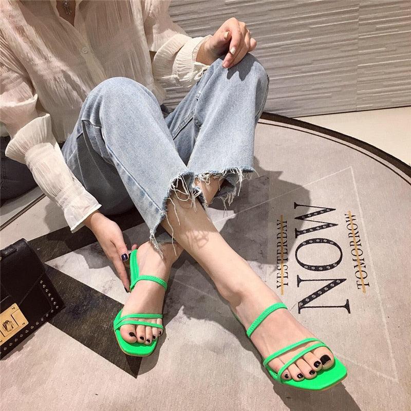 Square Open Toe Mid Heel Slide Sandals for Women Chic Slip-On Pumps - additional view 33