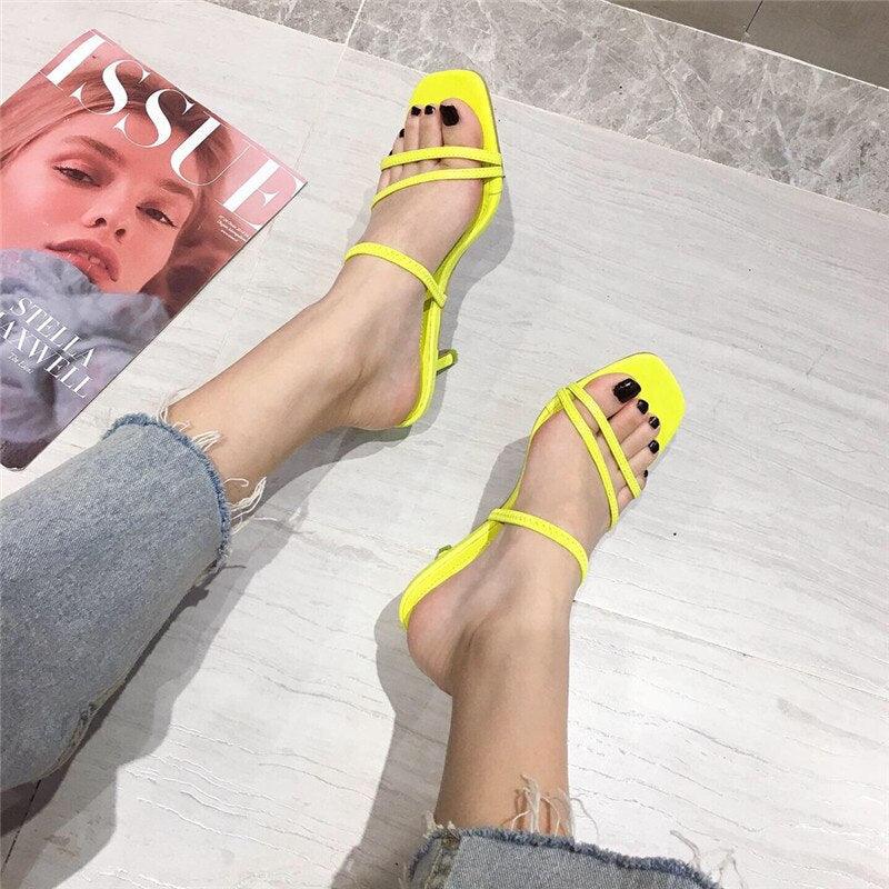 Square Open Toe Mid Heel Slide Sandals for Women Chic Slip-On Pumps - additional view 16