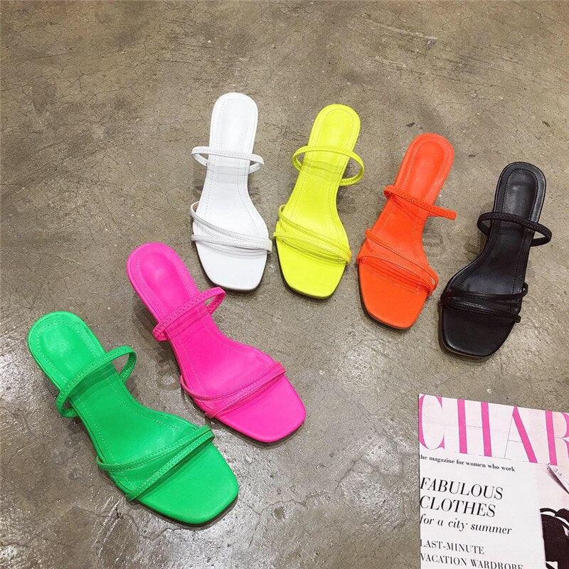 Square Open Toe Mid Heel Slide Sandals for Women Chic Slip-On Pumps - additional view 10