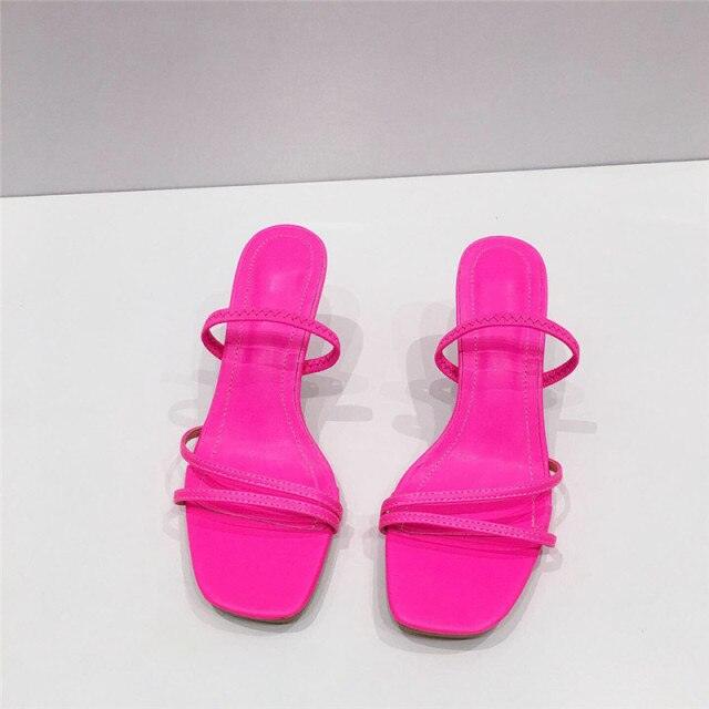 Square Open Toe Mid Heel Slide Sandals for Women Chic Slip-On Pumps - additional view 14