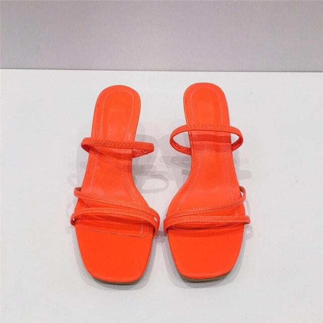 Square Open Toe Mid Heel Slide Sandals for Women Chic Slip-On Pumps - additional view 31
