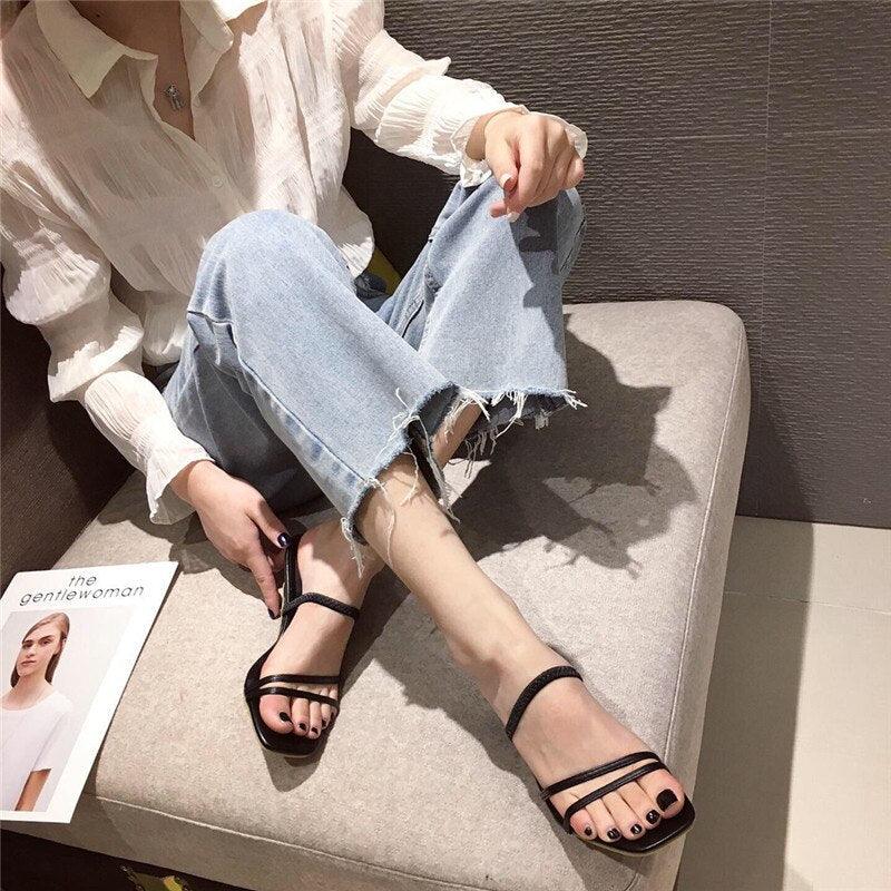 Square Open Toe Mid Heel Slide Sandals for Women Chic Slip-On Pumps - additional view 26