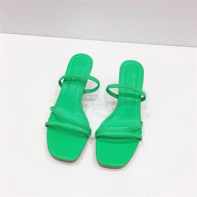 Square Open Toe Mid Heel Slide Sandals for Women Chic Slip-On Pumps - additional view 29