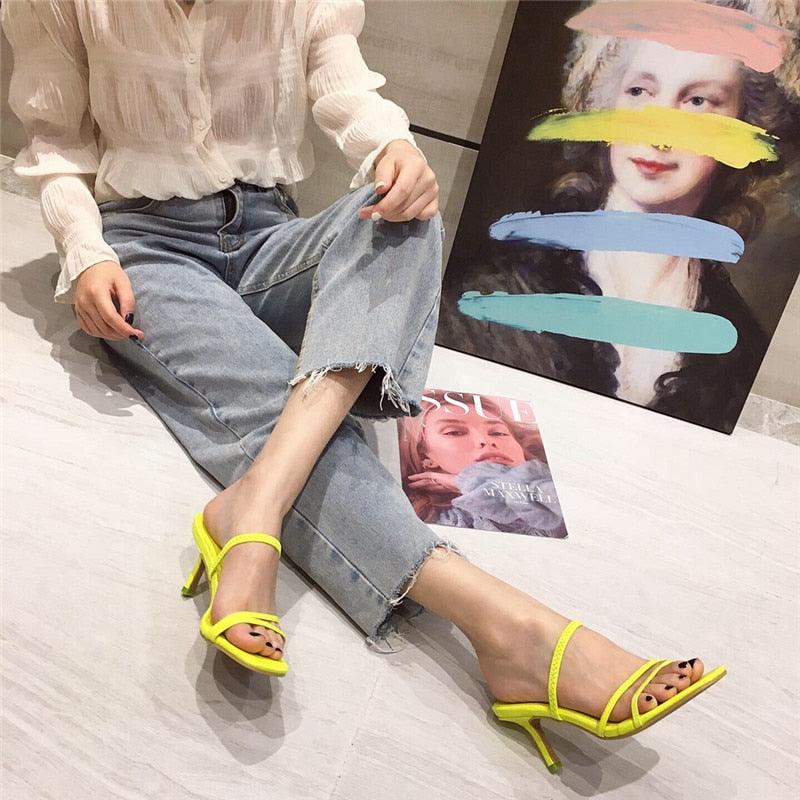 Square Open Toe Mid Heel Slide Sandals for Women Chic Slip-On Pumps - additional view 28