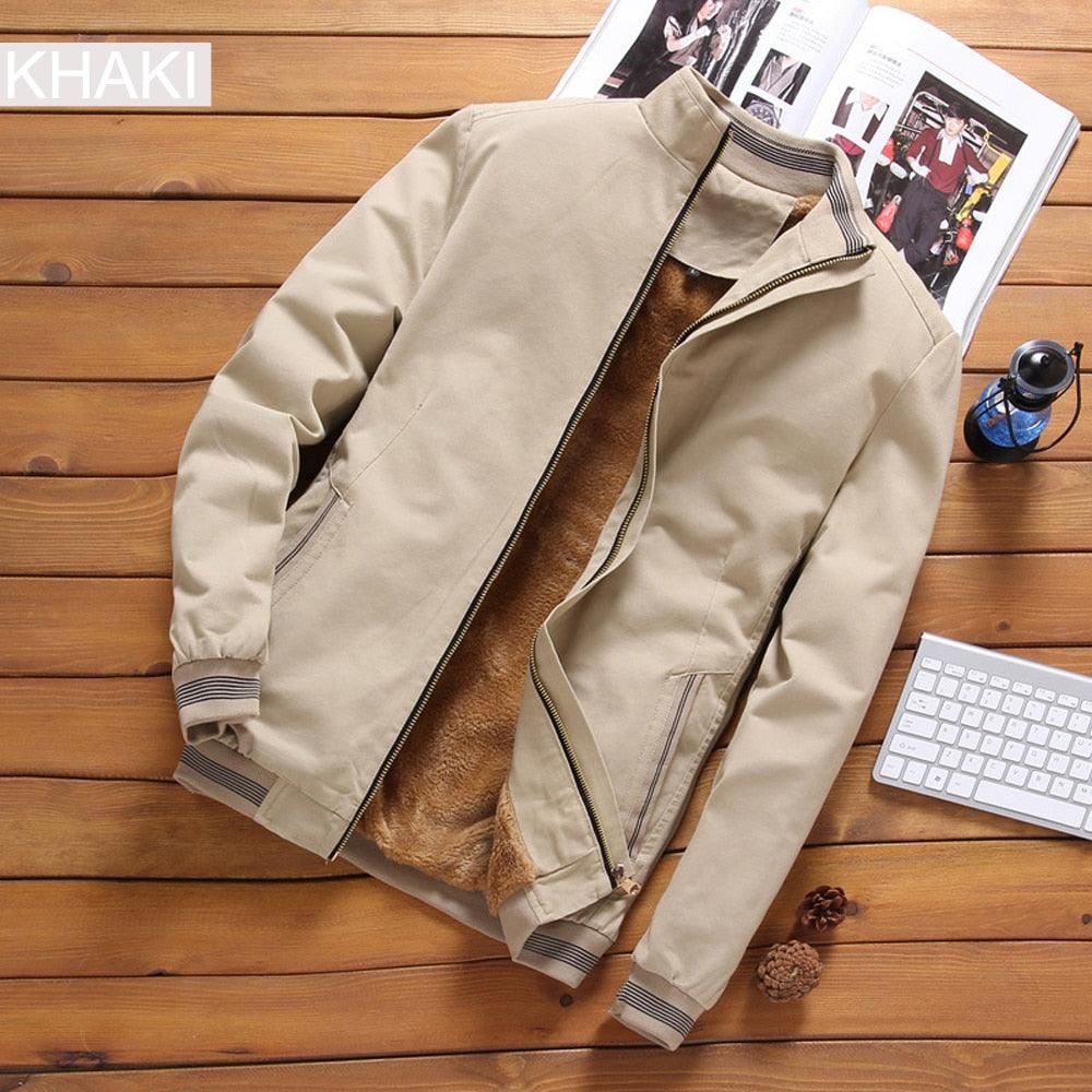 Men's Casual Cotton Windbreaker Jacket Thick Warm Fall Outerwear