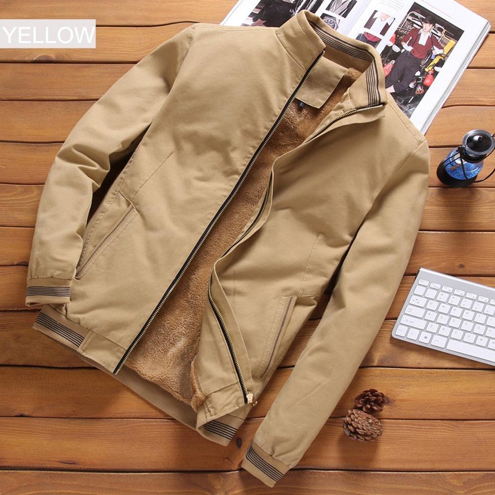Men's Casual Cotton Windbreaker Jacket Thick Warm Fall Outerwear