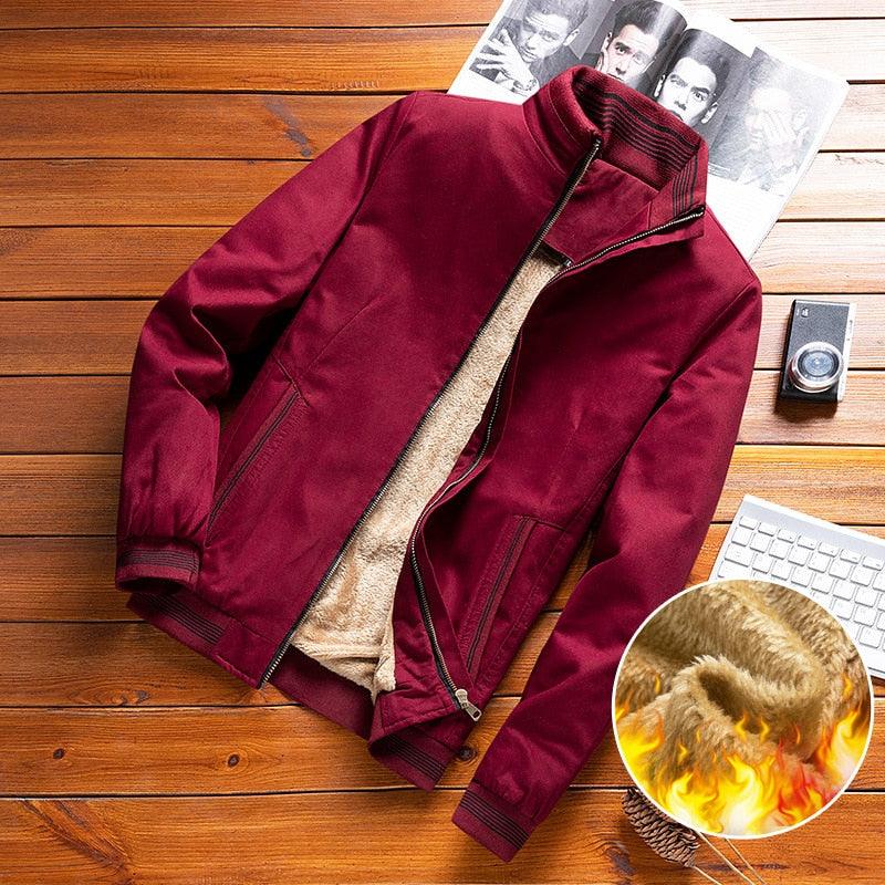 Men's Casual Cotton Windbreaker Jacket Thick Warm Fall Outerwear