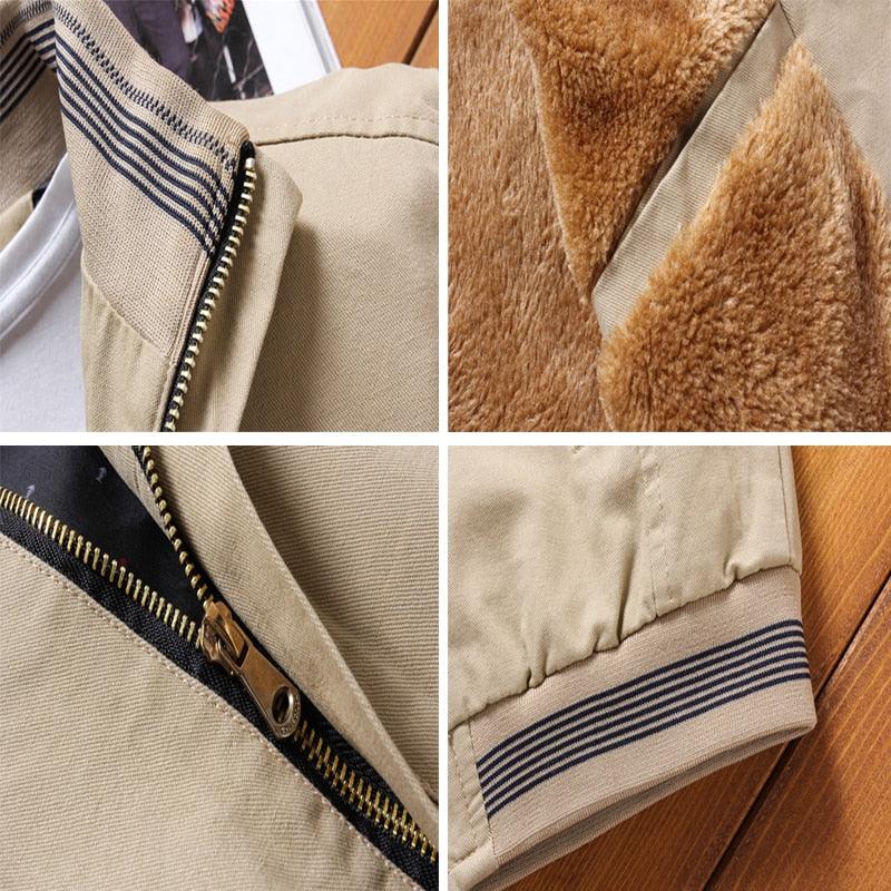 Men's Casual Cotton Windbreaker Jacket Thick Warm Fall Outerwear