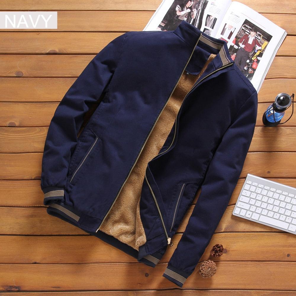 Men's Casual Cotton Windbreaker Jacket Thick Warm Fall Outerwear