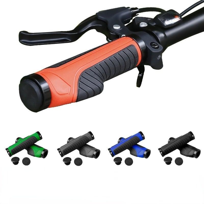 Stylish rubber bike handlebar grips with anti-slip geometric texture