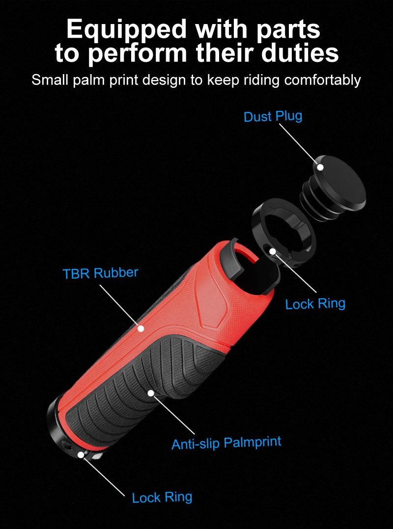 Shockproof Rubber Bike Handlebar Grips - Anti-Slip Performance