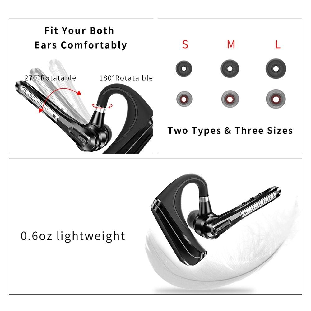 Noise-Cancelling Bluetooth 5.0 Handsfree Headset with Dual HD Mic