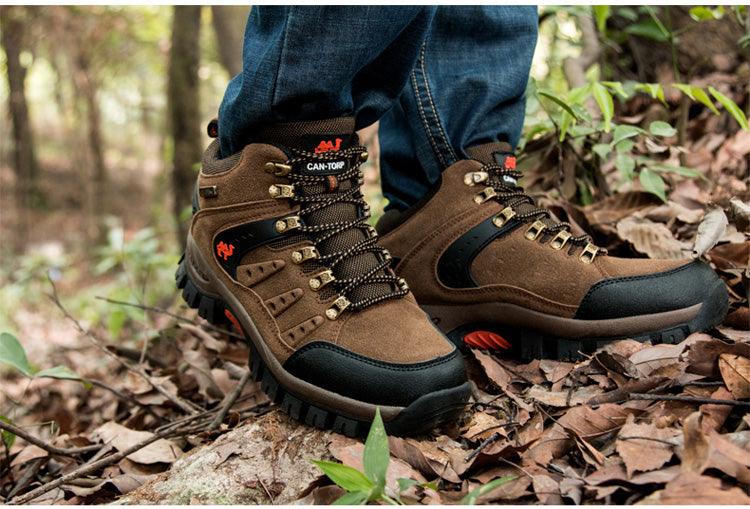Men's Waterproof Leather Hiking Boots, Rugged Outdoor Sport Shoes