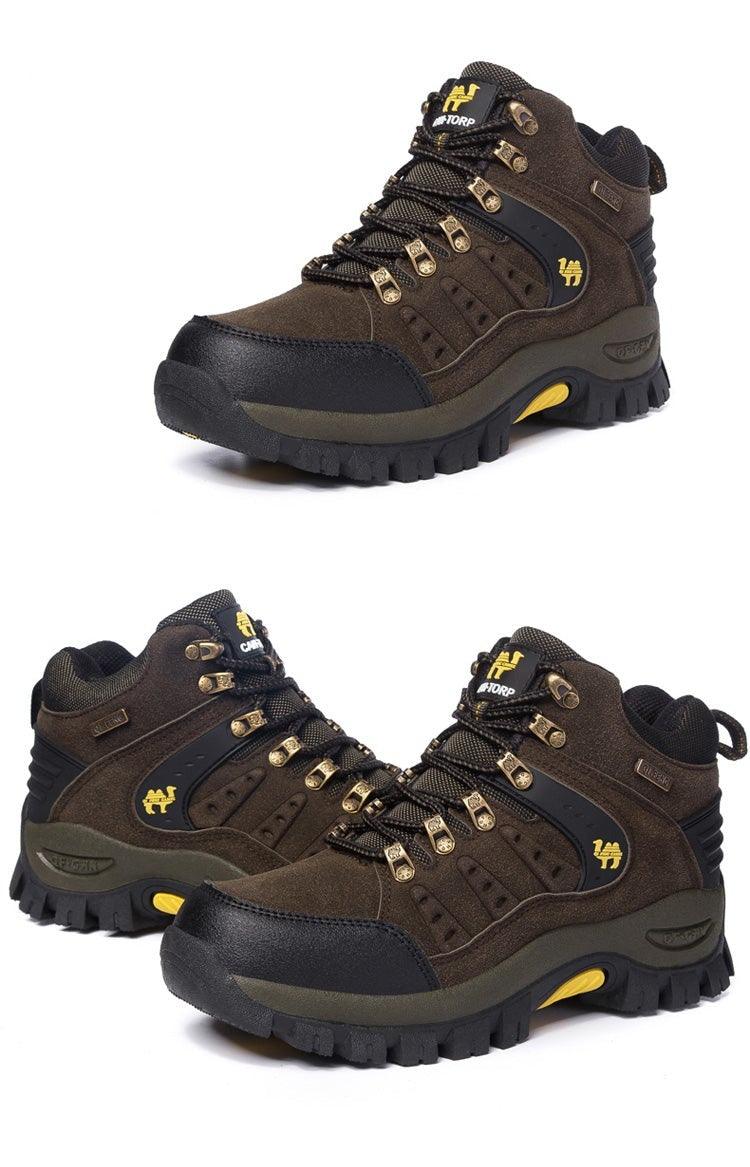 Men's Waterproof Leather Hiking Boots, Rugged Outdoor Sport Shoes