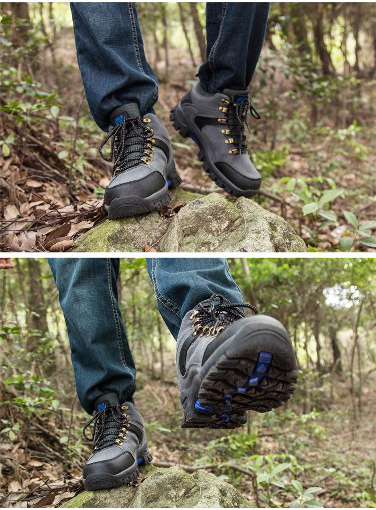 Men's Waterproof Leather Hiking Boots, Rugged Outdoor Sport Shoes