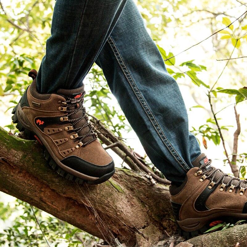 Men's Waterproof Leather Hiking Boots, Rugged Outdoor Sport Shoes