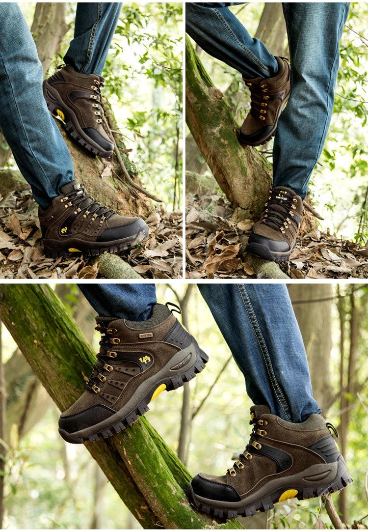 Men's Waterproof Leather Hiking Boots, Rugged Outdoor Sport Shoes