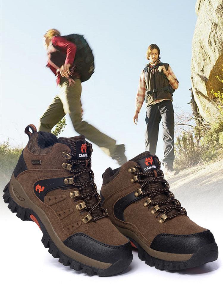 Men's Waterproof Leather Hiking Boots, Rugged Outdoor Sport Shoes
