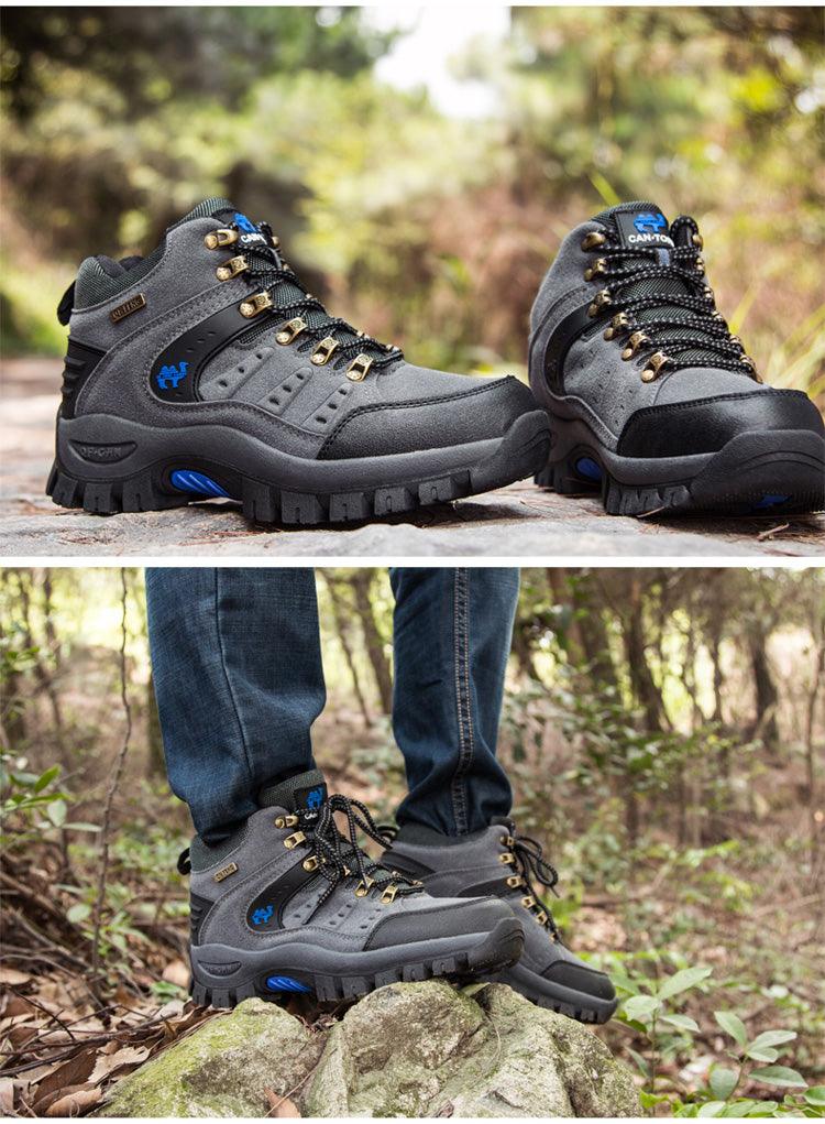 Men's Waterproof Leather Hiking Boots, Rugged Outdoor Sport Shoes