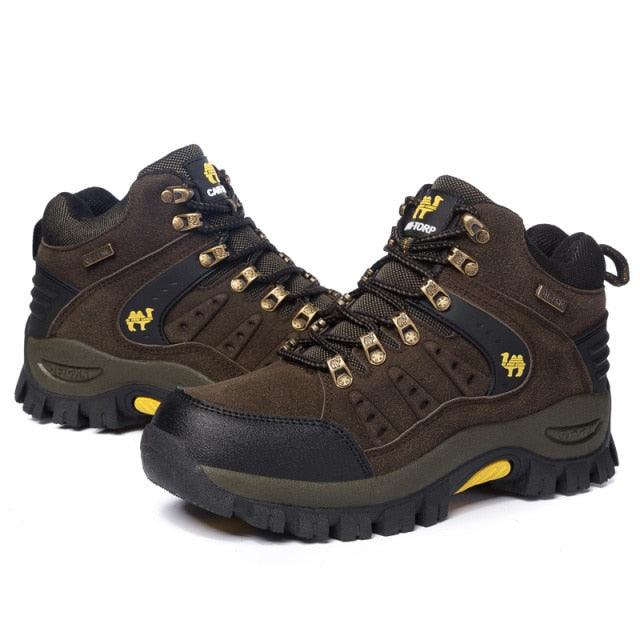 Men's Waterproof Leather Hiking Boots, Rugged Outdoor Sport Shoes