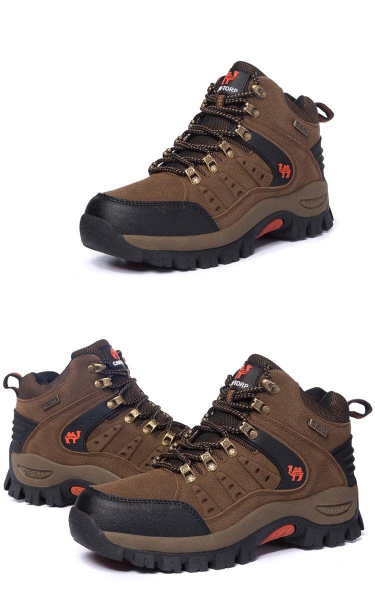 Men's Waterproof Leather Hiking Boots, Rugged Outdoor Sport Shoes