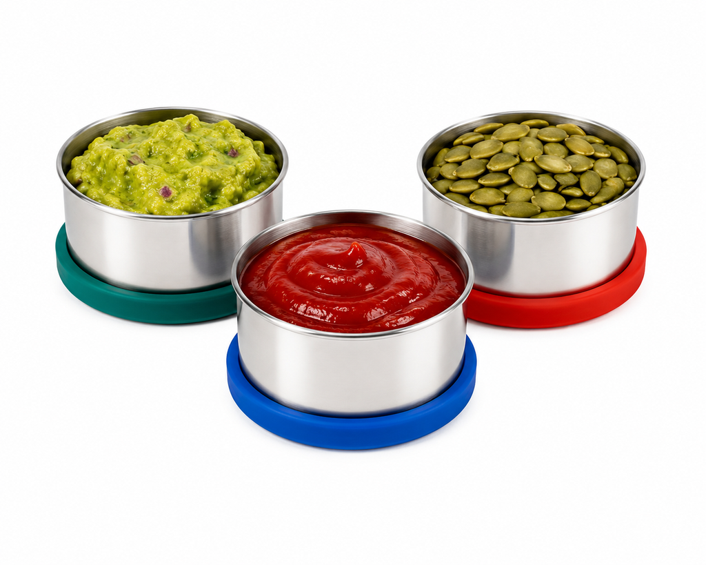 Reusable Leakproof Stainless Steel Snack Container Set (3-Piece)