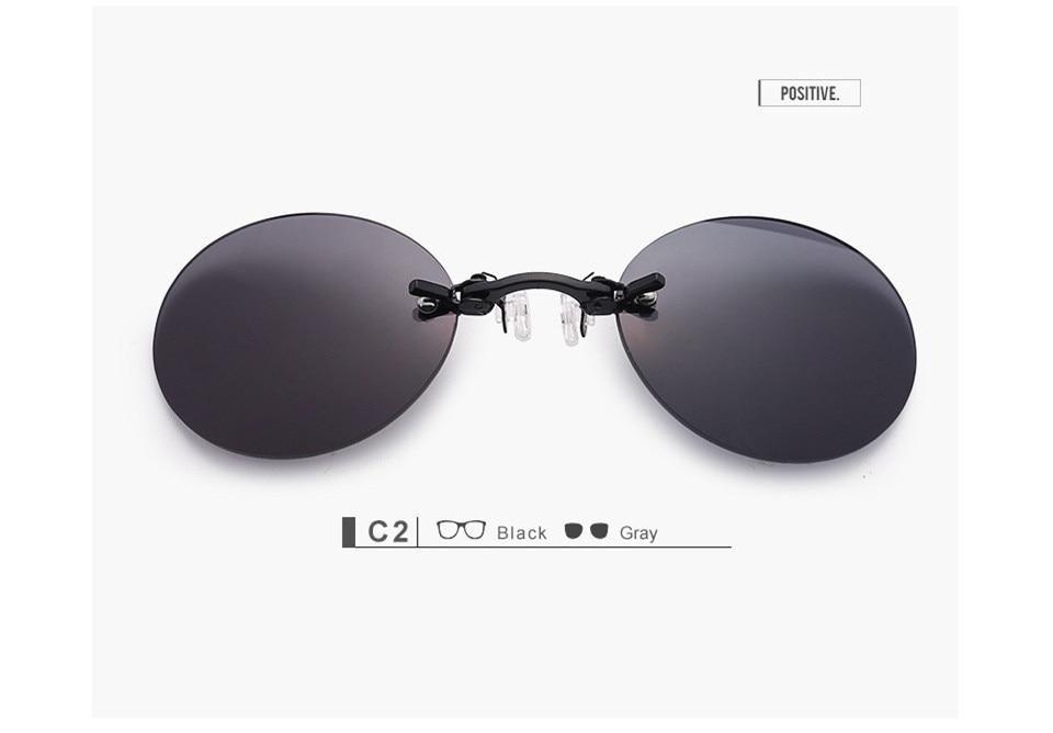 Vintage Round Rimless Clip-On Sunglasses for Men and Women