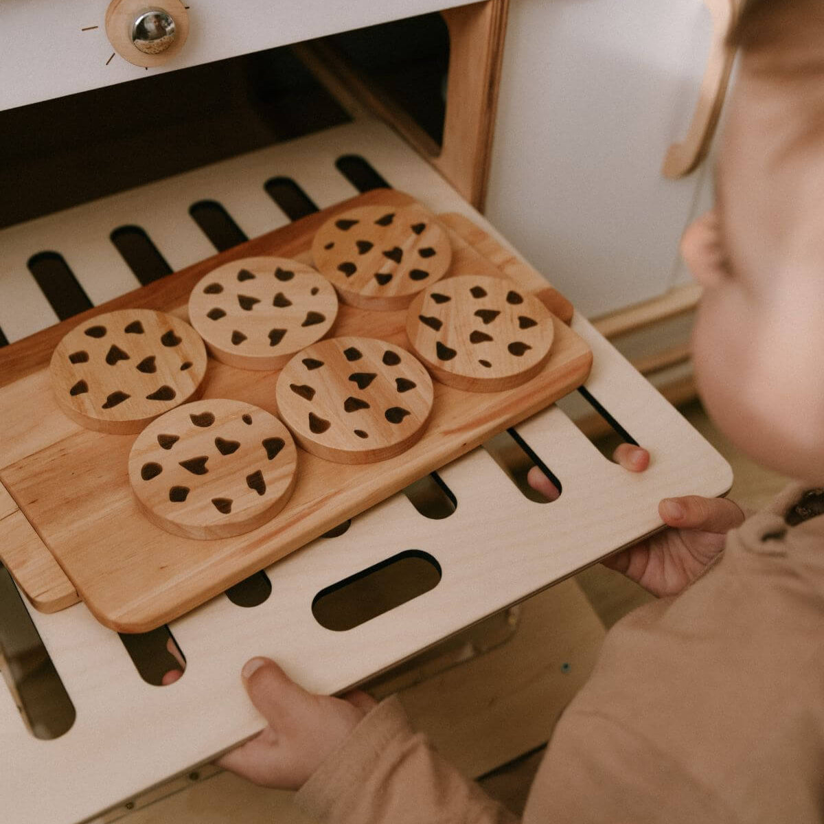 Wooden Toy Cookie Set with Tray - Montessori Pretend Play Decor