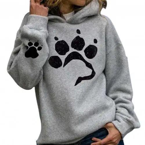 Women's Casual Crop Hoodie with Graphic Dog Paw Print