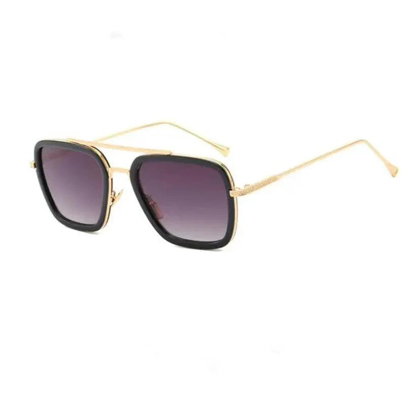 Gold Frame Aviator Square Sunglasses Vintage Retro Style