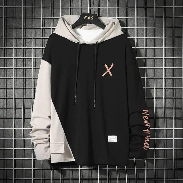 Oversized Striped Hoodie Men's Hip Hop Streetwear Cotton Sweatshirt