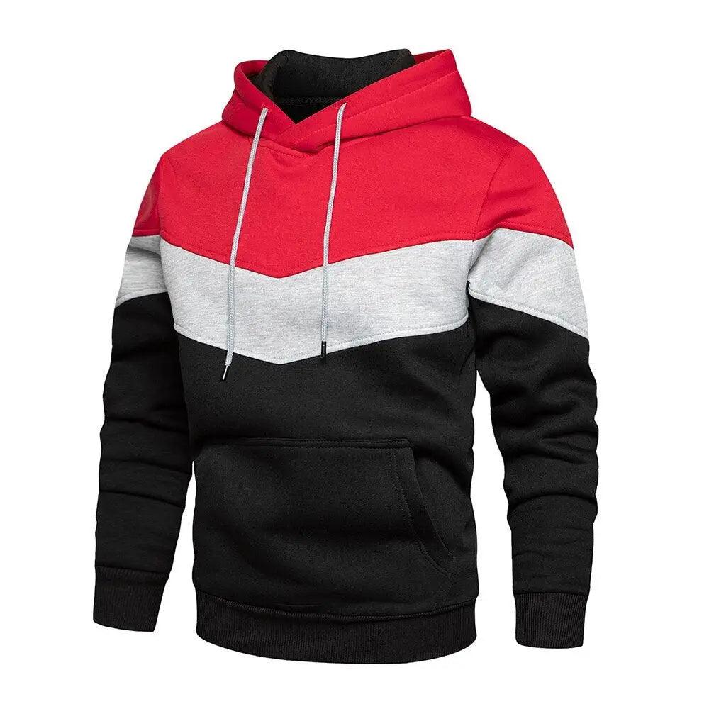 Men's Patchwork Knit Hooded Sweatshirt Loose Casual Streetwear