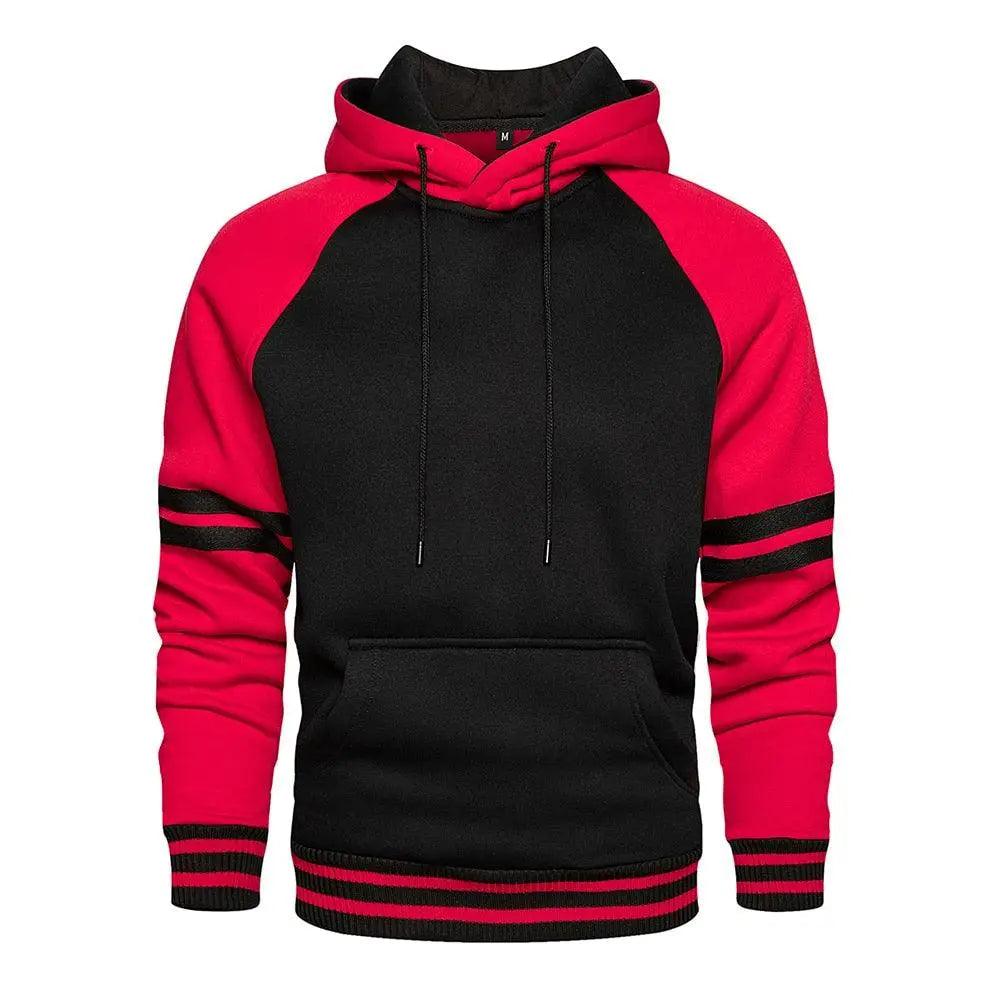 Men's Patchwork Knit Hooded Sweatshirt Loose Casual Streetwear