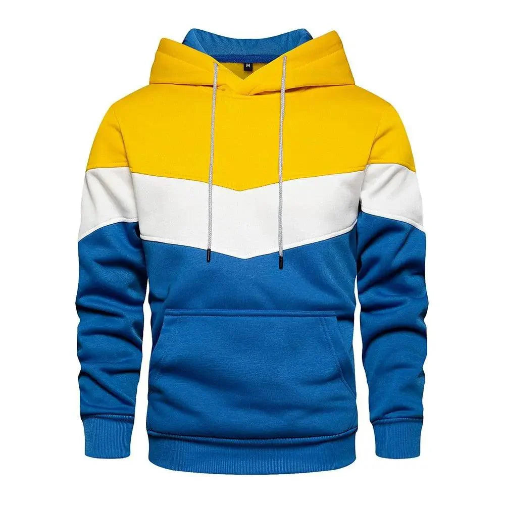 Men's Patchwork Knit Hooded Sweatshirt Loose Casual Streetwear