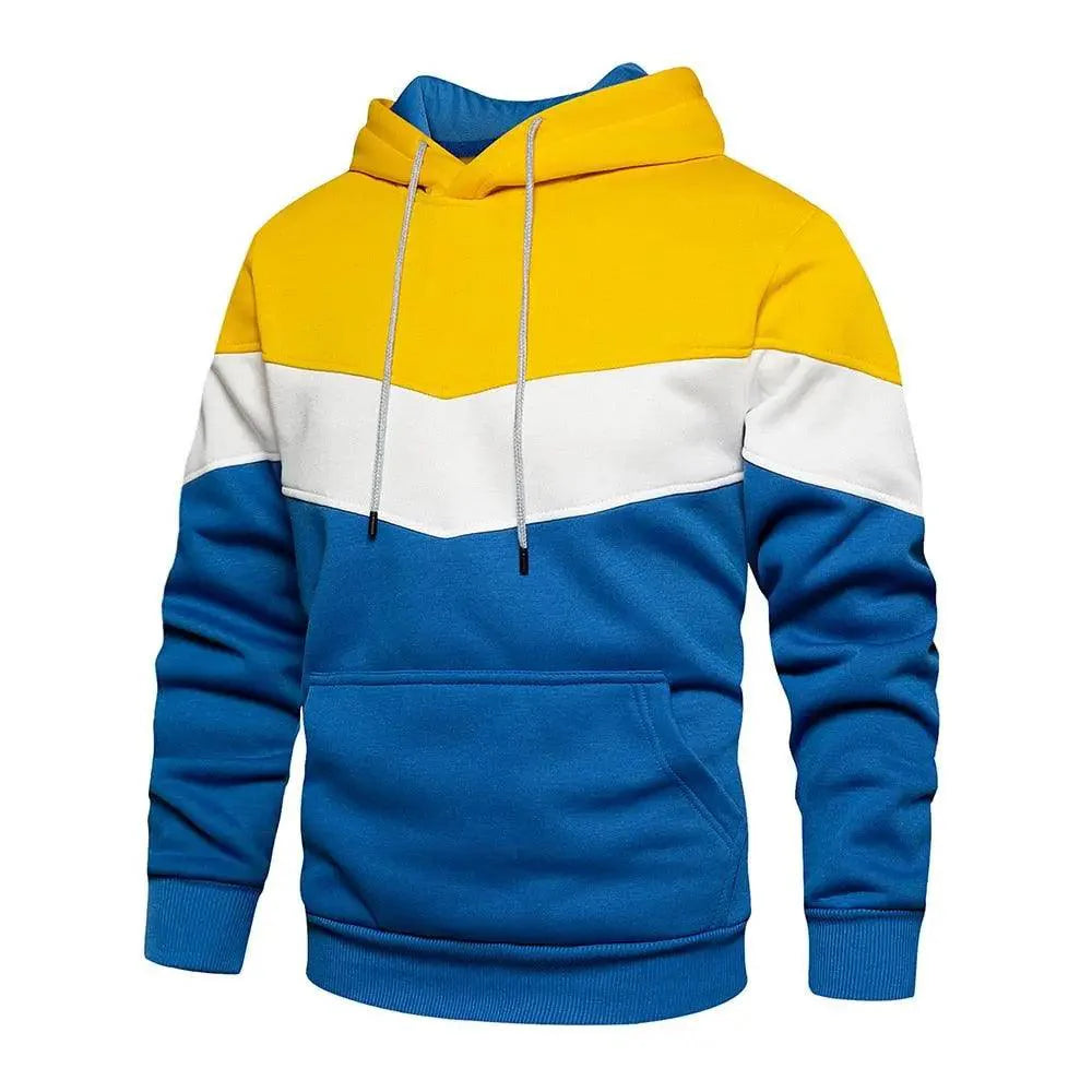 Men's Patchwork Knit Hooded Sweatshirt Loose Casual Streetwear