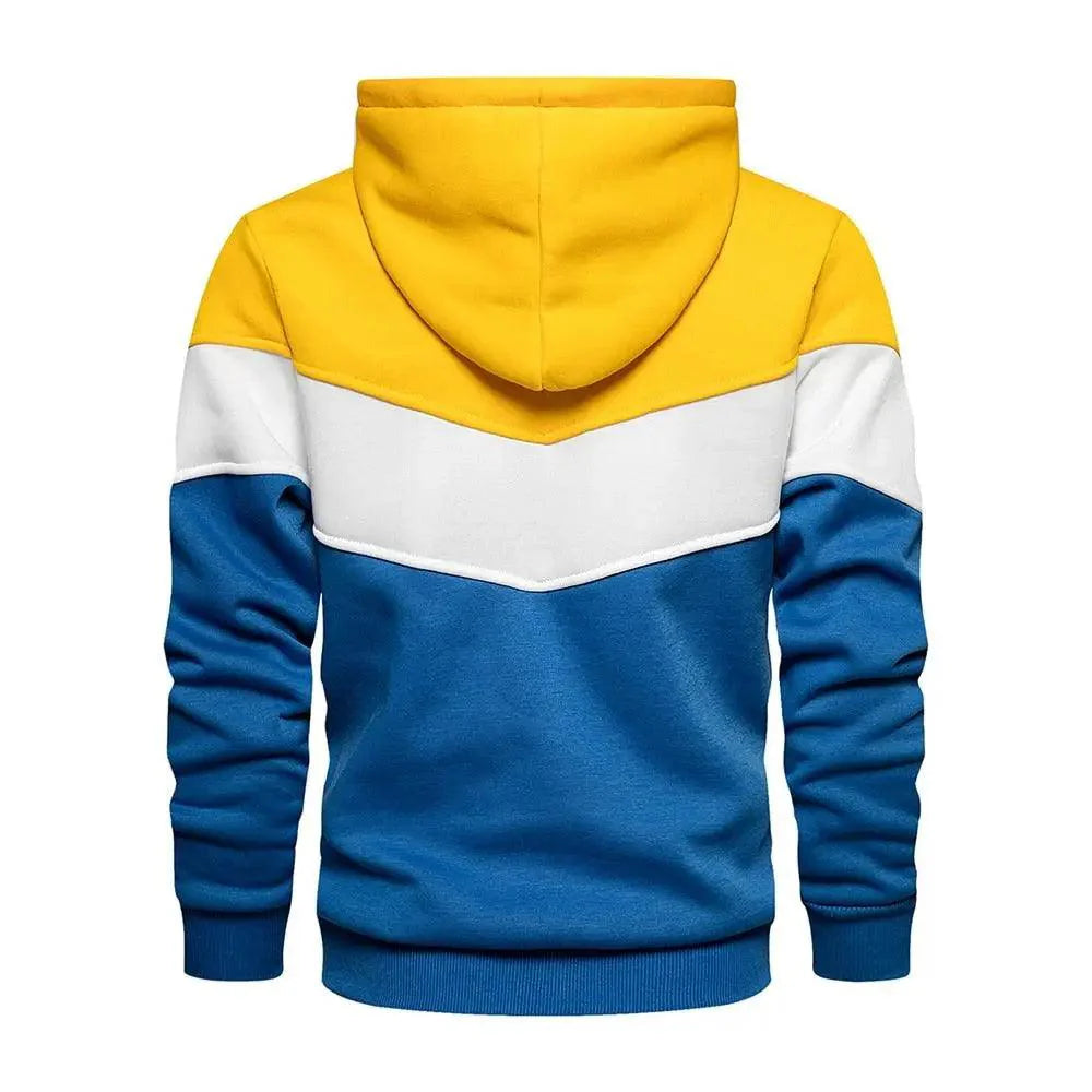 Men's Patchwork Knit Hooded Sweatshirt Loose Casual Streetwear