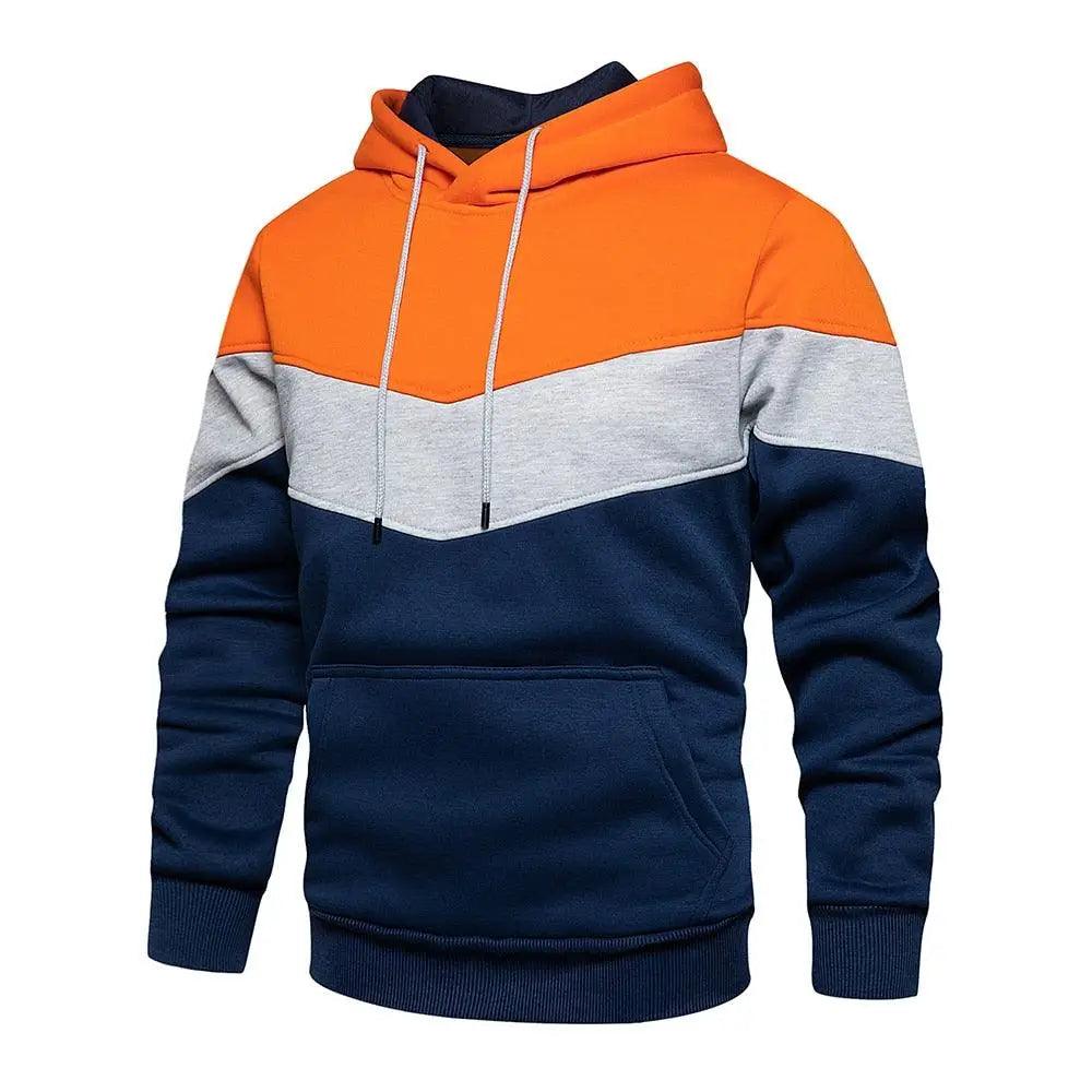 Men's Patchwork Knit Hooded Sweatshirt Loose Casual Streetwear