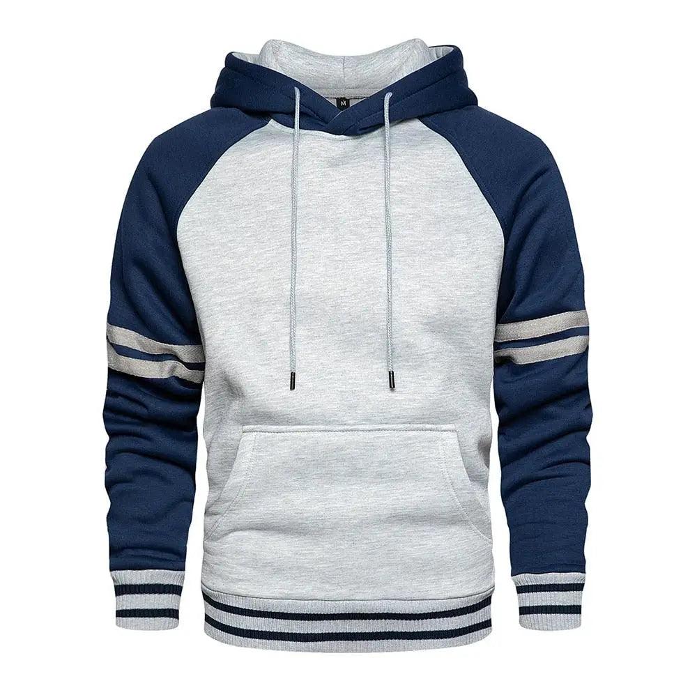 Men's Patchwork Knit Hooded Sweatshirt Loose Casual Streetwear