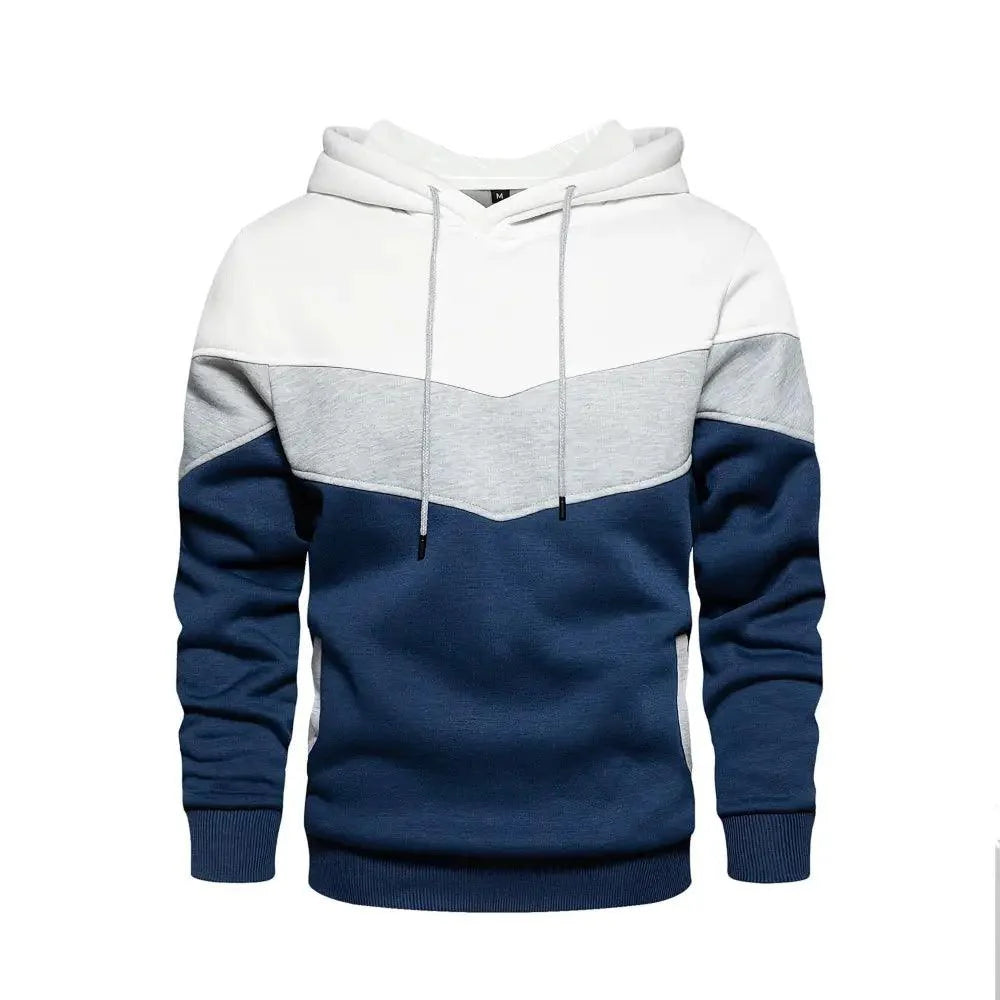 Men's Patchwork Knit Hooded Sweatshirt Loose Casual Streetwear